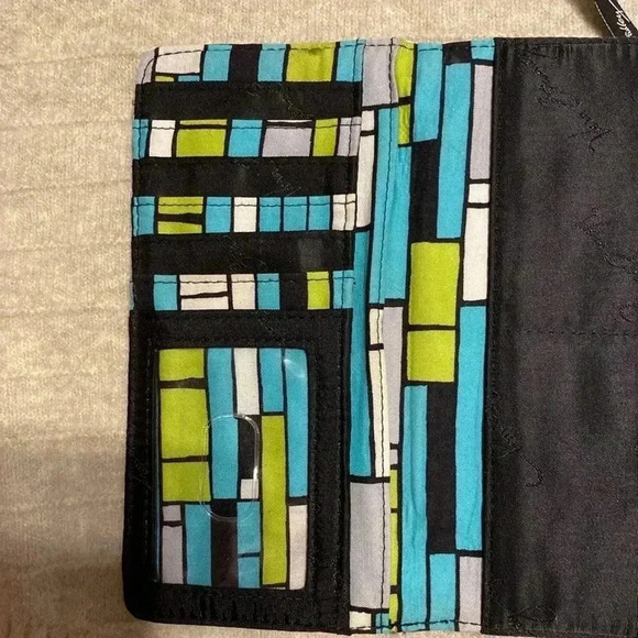 Vera Bradley Tri-Fold Clutch Wallet In Blue Multi Colored Floral Graphic Design - Picture 9 of 12